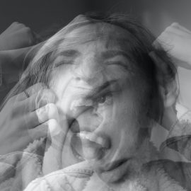 overlayed image showing a person with different emotions